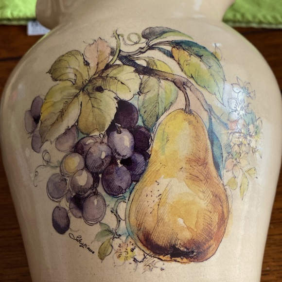 Hand made Large Fruit and Floral vase by Graziano from Casey Pottery TX. EUC - Picture 2 of 11